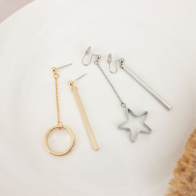 On / Clip Asymmetrical Star Drop Earring
