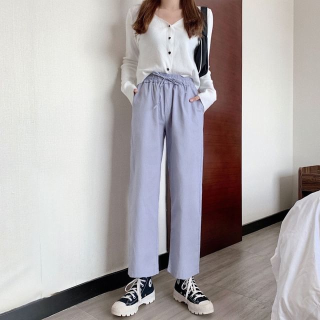 Wide Leg High Plain Pants Cargo Rise