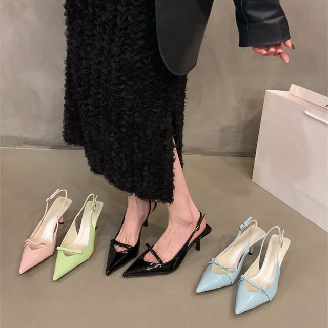 Sandals Pointy Bow High Heel Slingback