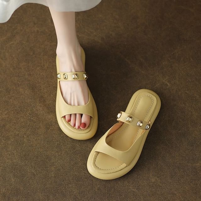 Studded Platform Sandals Slide