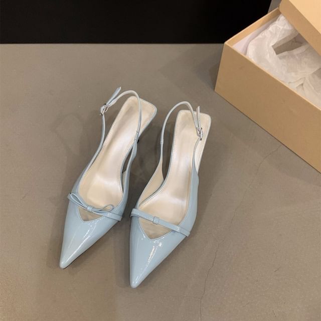 Sandals Pointy Bow High Heel Slingback