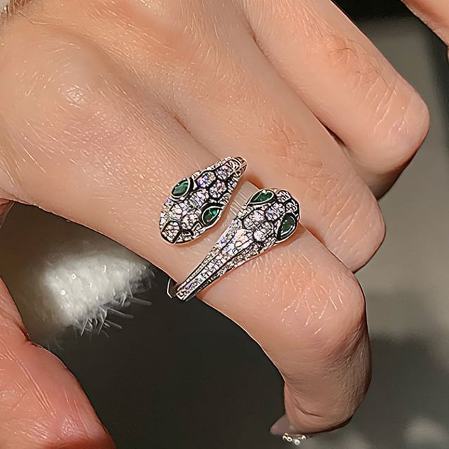 Snake Open Ring Rhinestone