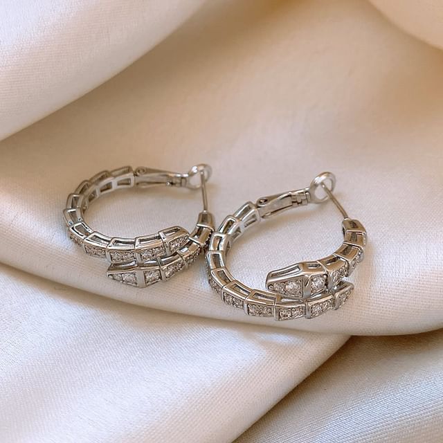 Stud Ear Hoop Pearl Faux / Earring Heart Rhinestone