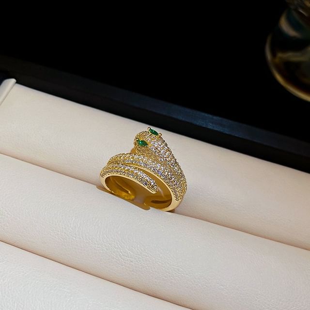 Snake Open Ring Rhinestone