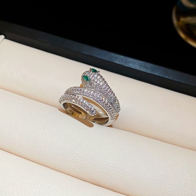 Snake Open Ring Rhinestone