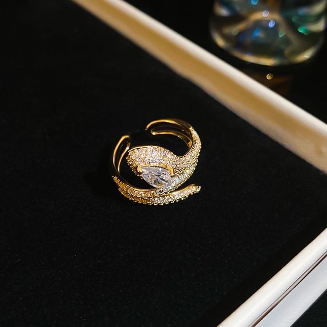 Snake Open Ring Rhinestone