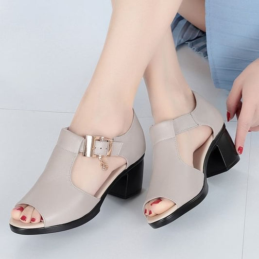 Sandals Chunky Buckled Heel