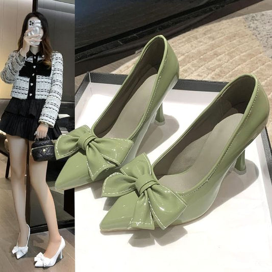 Pumps Heel Bow Pointy High