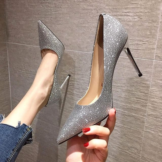 Pointy Glitter Pumps Heel Stiletto
