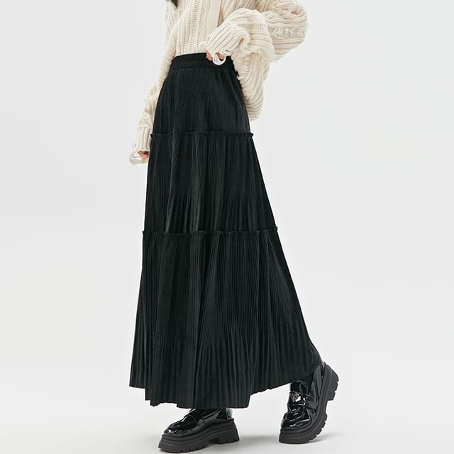 High Midi Velvet Skirt Rise A-Line