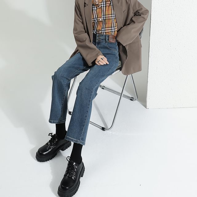 Waist Straight High Designs) (Various Jeans Washed Leg