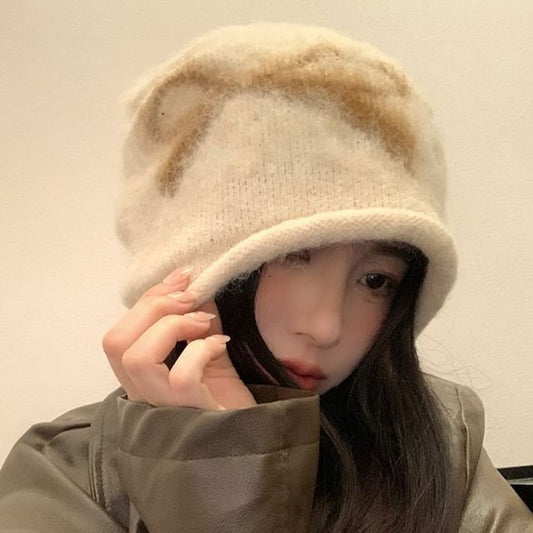 Knit Bow Beanie Print