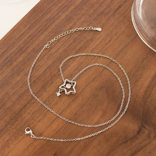 Pendant Pearl Faux Necklace Star Rhinestone /