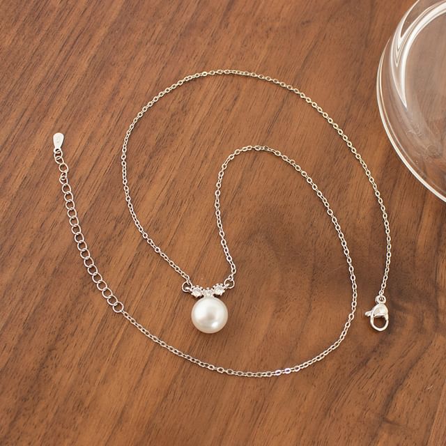 Pendant Pearl Faux Necklace Star Rhinestone /