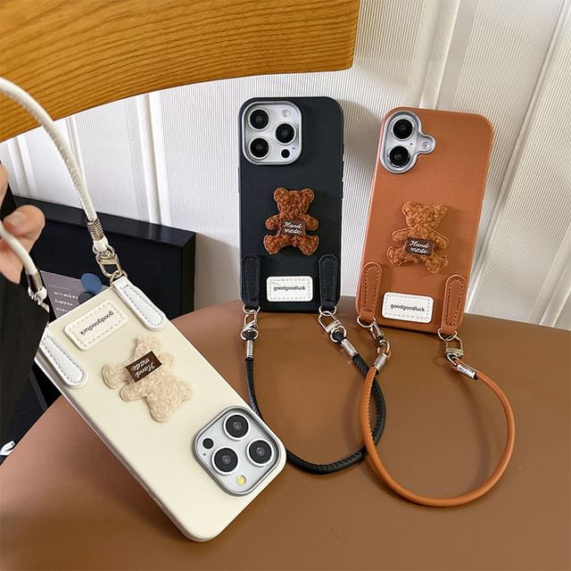 with Strap Applique Case Phone Bear