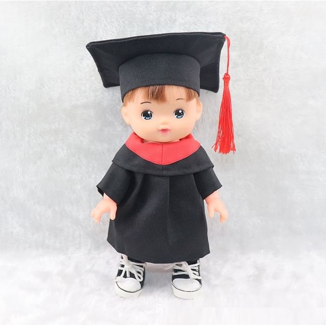 Doll Mortarboard + Gown Graduation Set: Clothes