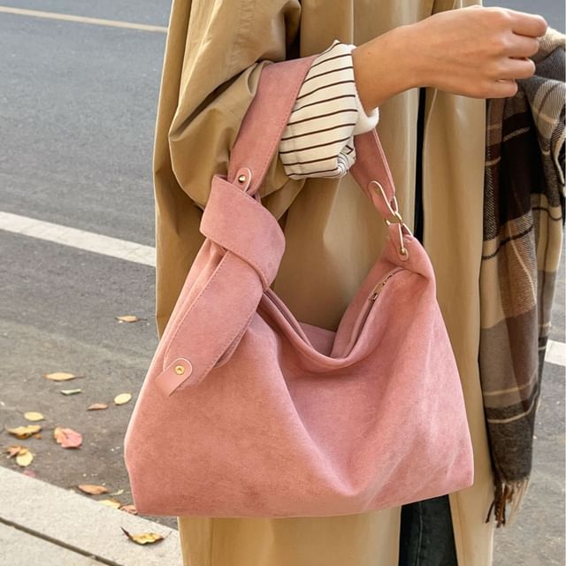Faux Tote Bag Plain Suede