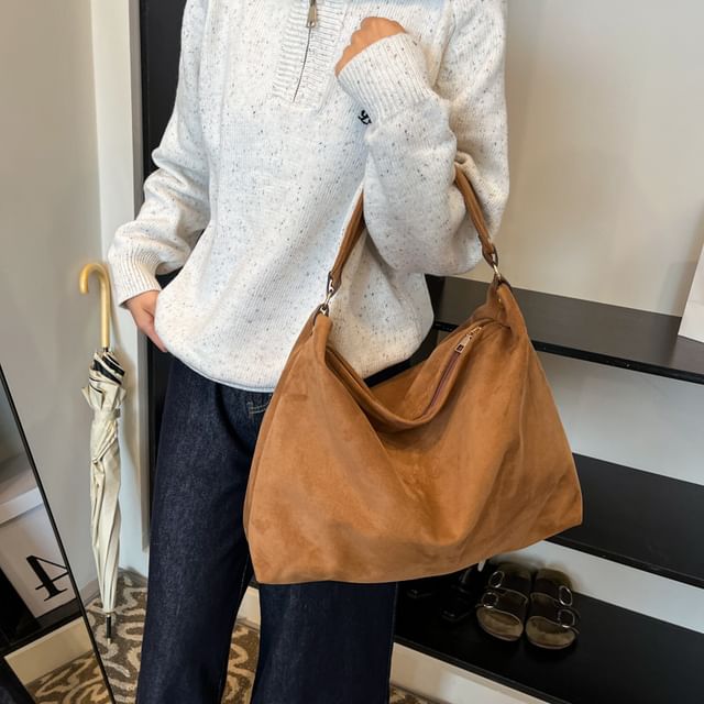 Faux Tote Bag Plain Suede