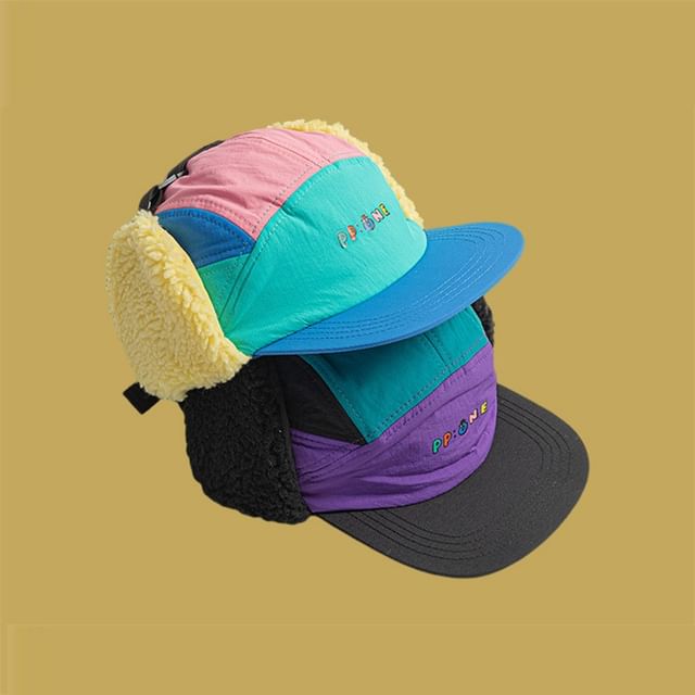 Cap Color Earflap Block Lettering