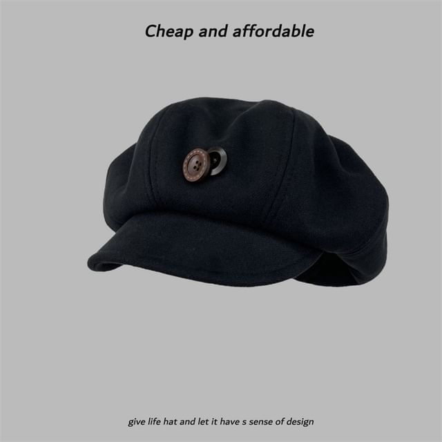 Plain Newsboy Buttoned Cap