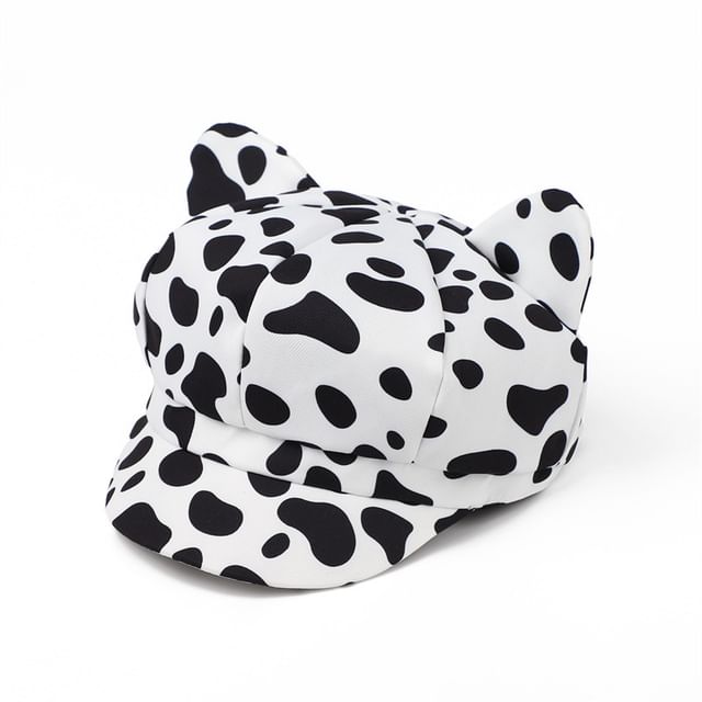 Newsboy Patterned Ear Cat Cap