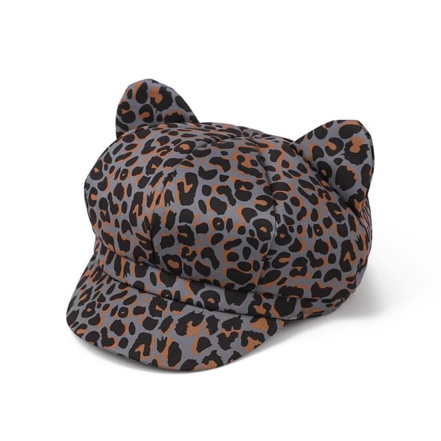 Newsboy Patterned Ear Cat Cap
