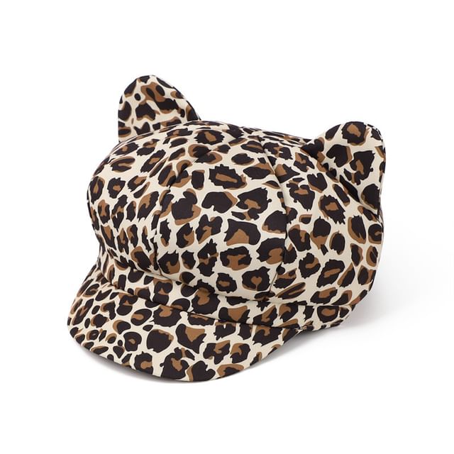 Newsboy Patterned Ear Cat Cap