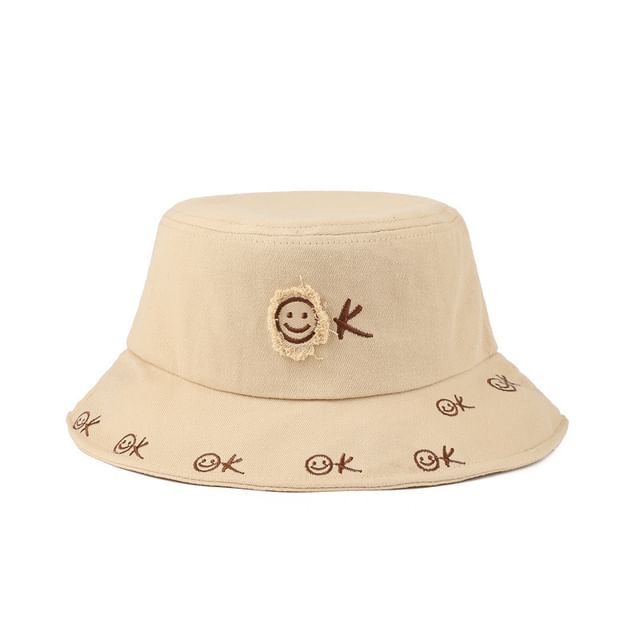 Face Hat Embroidered Bucket Smiley