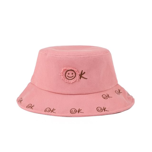 Face Hat Embroidered Bucket Smiley