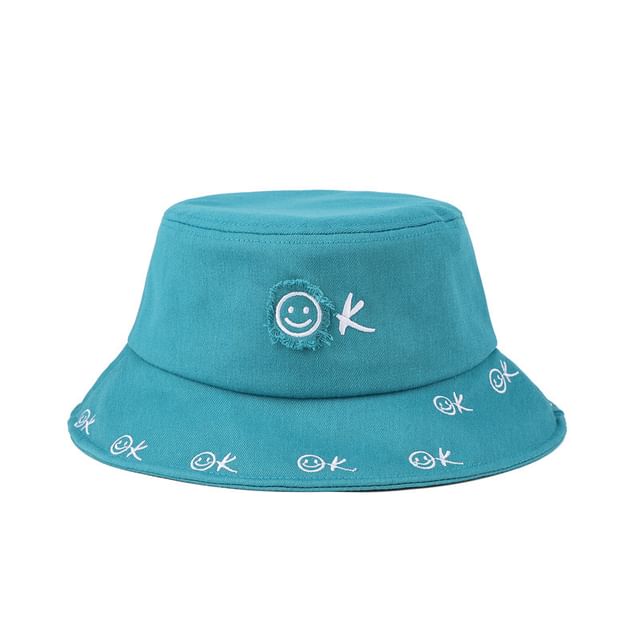 Face Hat Embroidered Bucket Smiley