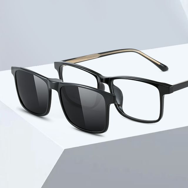 with Square Glasses Clip On Sunglasses
