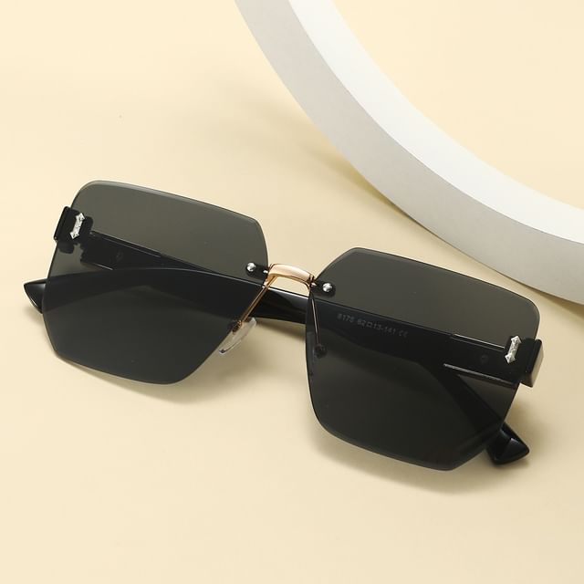 Geometric Oversized Rimless Sunglasses