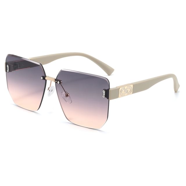 Geometric Oversized Rimless Sunglasses