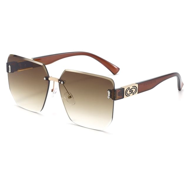 Geometric Oversized Rimless Sunglasses