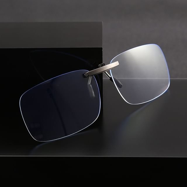 Glasses Rimless Square Clip On
