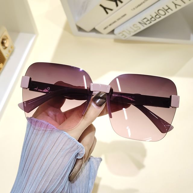 Rimless Geometric Oversized Sunglasses