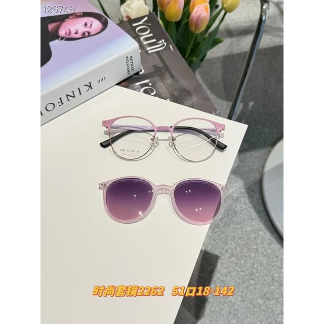 Glasses With Clip On Sunglasses Round Metal