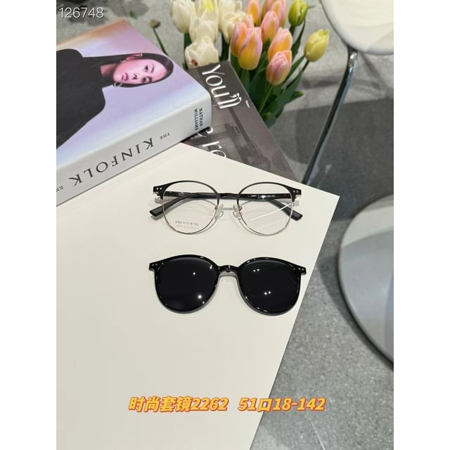 Glasses With Clip On Sunglasses Round Metal