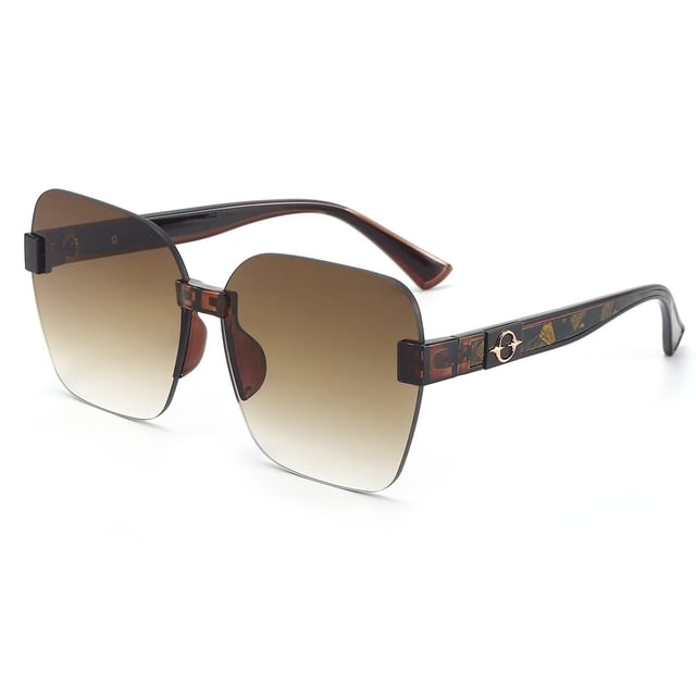Rimless Geometric Oversized Sunglasses