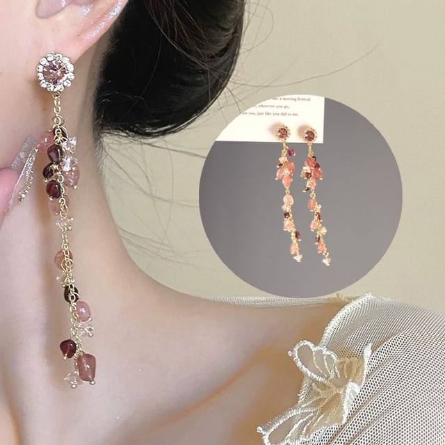 On Drop Beaded Earring Clip Rhinestone /