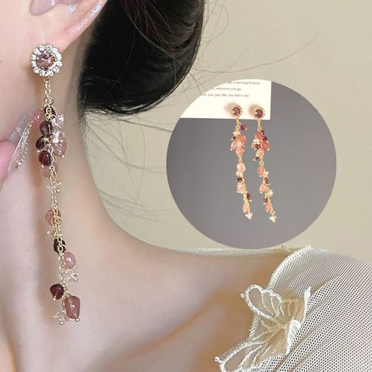 On Drop Beaded Earring Clip Rhinestone /