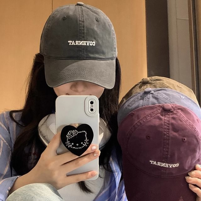 Washed Cap Baseball Lettering Embroidered