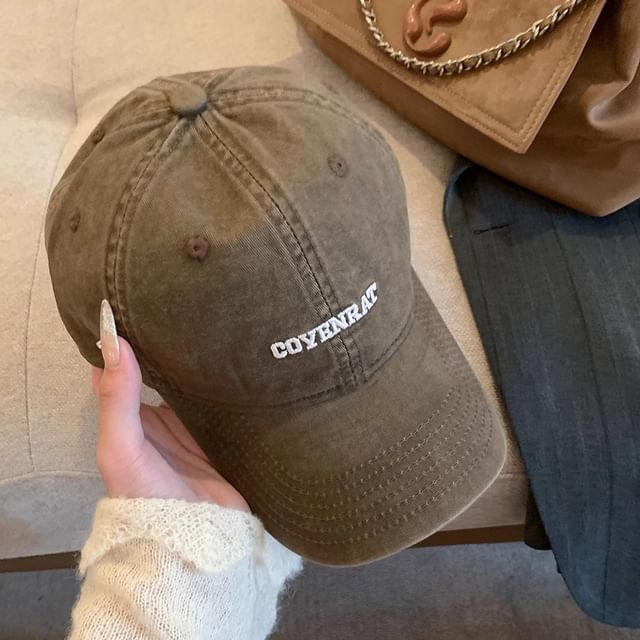 Washed Cap Baseball Lettering Embroidered