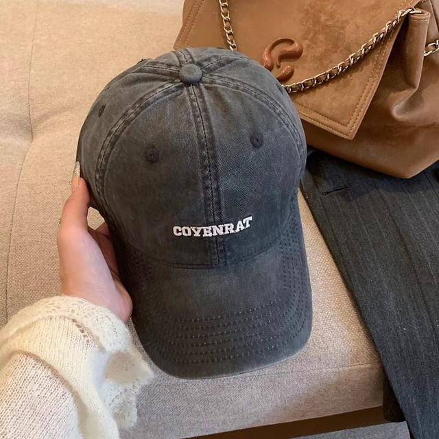 Washed Cap Baseball Lettering Embroidered