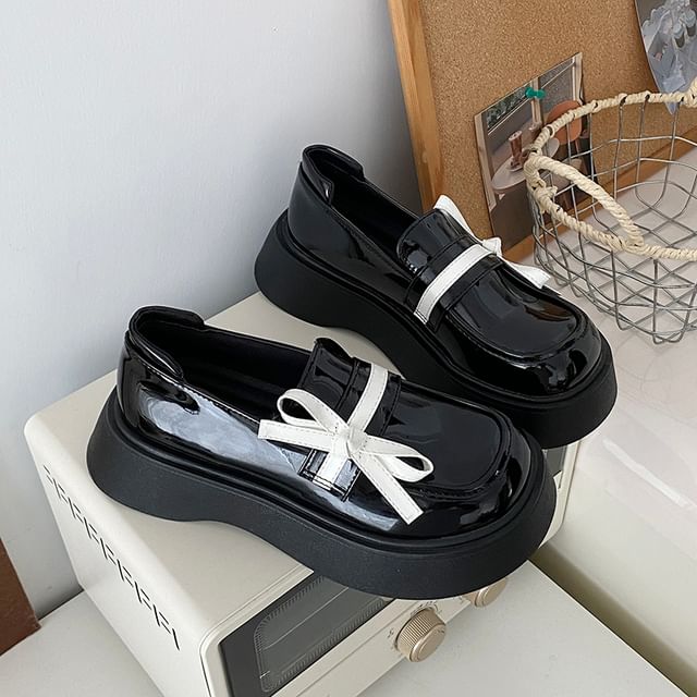 Platform Bow Detail Loafers