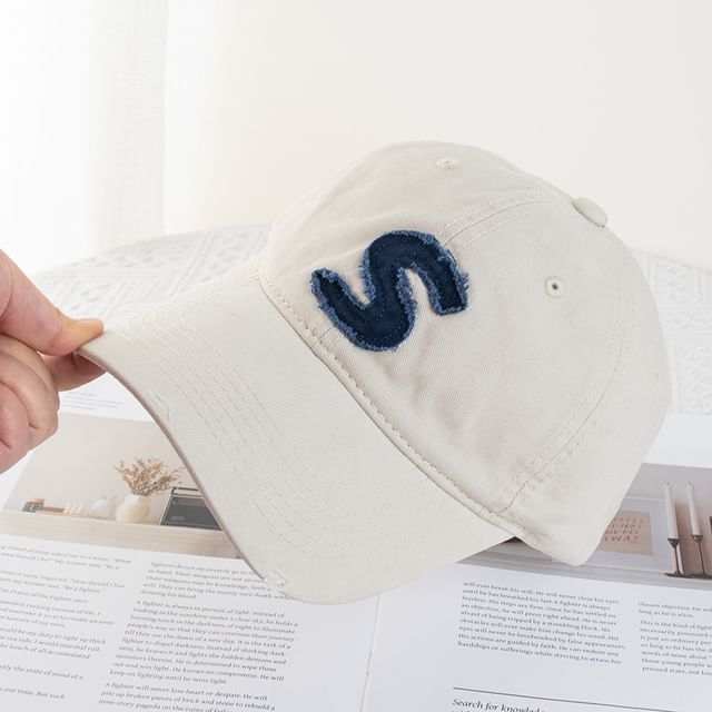 Distressed Applique Cap Baseball Lettering