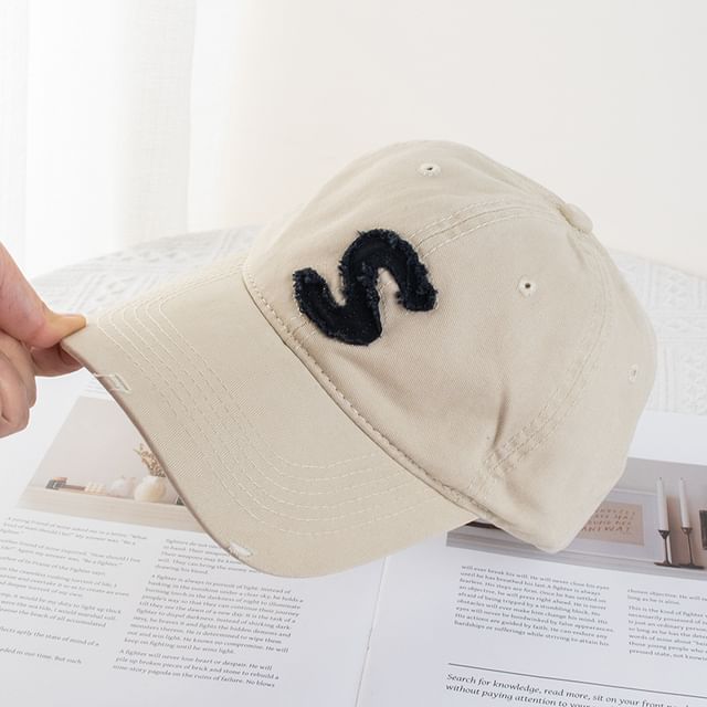 Distressed Applique Cap Baseball Lettering