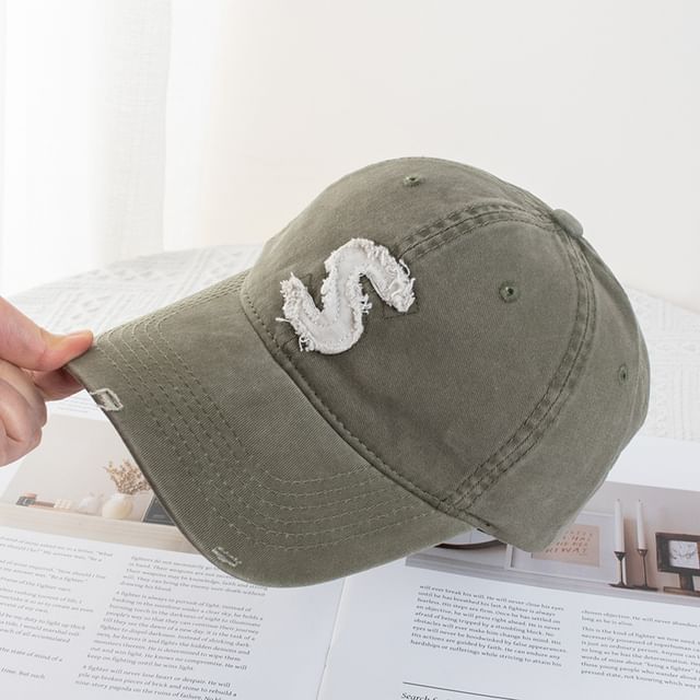 Distressed Applique Cap Baseball Lettering