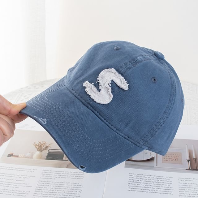 Distressed Applique Cap Baseball Lettering