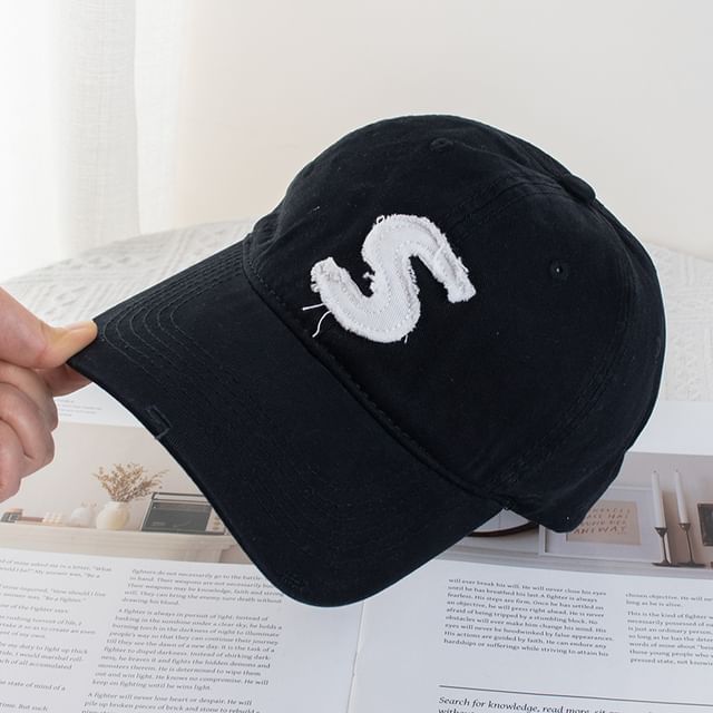 Distressed Applique Cap Baseball Lettering